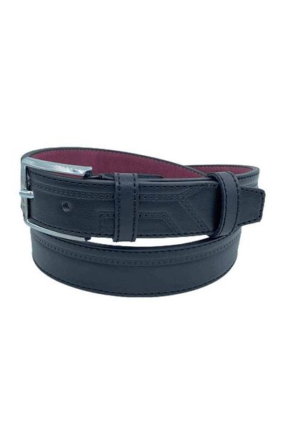Süzer Deri Black Child Size Faux Leather Patterned Model 3cm Waiter's Classic Belt - G195-22k