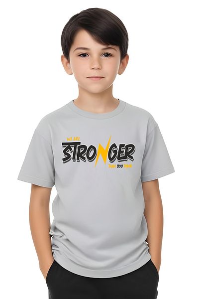 FYK KİDS Boy's Think Text Printed Summer Top-Bottom Set