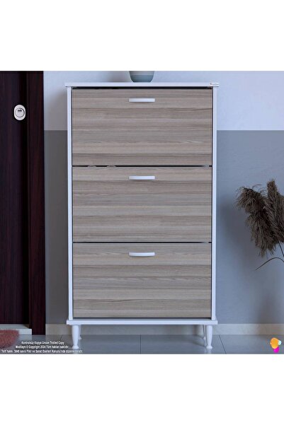 Modilayn VARBİ Kapı Önü 72 x 127 x 25, 5 cm’ lik 3 Düşer Kapak 6 Göz Raf Bölmeli Ayakkabılık