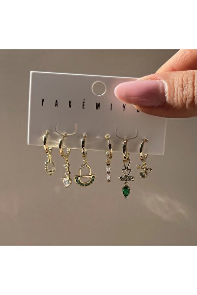 Vintagezegeni Yeşil ve Motifli Küpe Takımı I Xuping