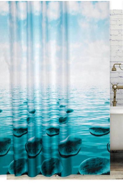 Zethome Κουρτίνα μπάνιου 2x120x200 Διπλό φτερό κουρτίνα ντους με δαχτυλίδι δώρο Κουρτίνα καμπίνας ντους 5075