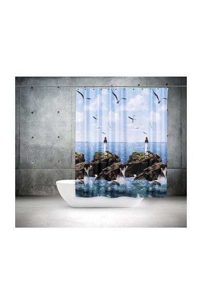 Zethome Κουρτίνα μπάνιου 1x180x200 Κουρτίνα ντους μονής πτέρυγας με δώρο κουρτίνα καμπίνας ντους 9298