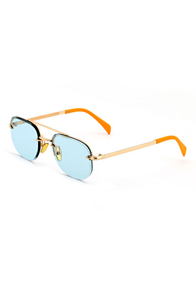 Angel Eyes Unisex Sunglasses - Rectangle Design, Gold Metal Frame and Yellow Glass Db1078/S