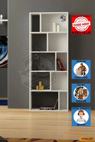 Mobilyanı Tasarla Tamamı Mdf 10 Bölmeli Boy Kitaplık Salon/yatak Odası/çalışm...