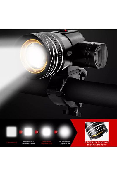 Velixo Bike Light Set Front/rear, 3 Modes, 360° Rotation, Zoom, Ipx6 Waterproof, Rechargeable