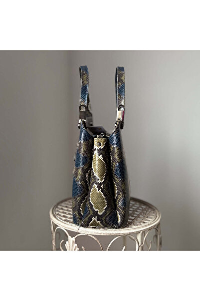 OEM Geanta Shopper, Piele Naturala , Sarpe rgenti, Lucrata manual