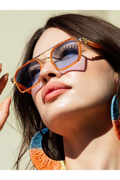 Angel Eyes Rectangular Orange Framed Unisex Sunglasses Ae-0039C4C