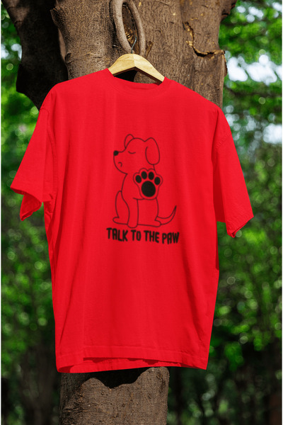 MG Talk to the Paw Printed Unisex Crew Neck Cotton Oversize Short Sleeve T-Shirt