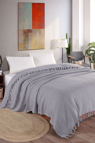 Lorateks Aethra 180X220Cm Single Bedspread with Fringes |   Dowry |   Gift