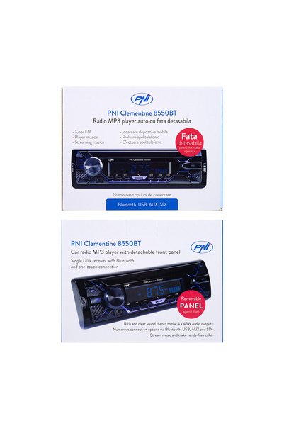 PNI Radio auto Clementine 8550bt cu player MP3, față detașabilă, 4x45w, 12v
