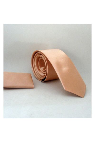 Gaffy Powder Slim Fit Solid Color Satin Tie with Handkerchief - Ss-38 Powder
