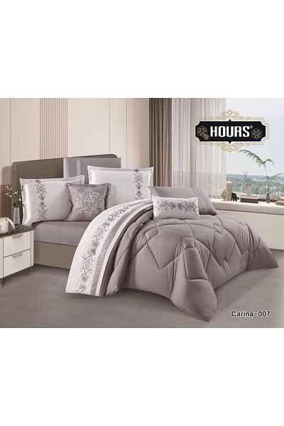 HOURS 8-piece plain embroidered double bedspread, 220 x 240 cm - luxury