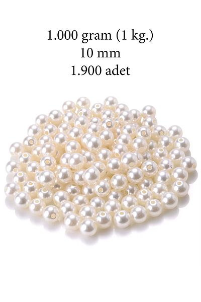 sedustore 1,000 Grams (1 Kg.) 10mm Cream Color Plastic Pearl Beads Bag and Jewelry Making Bead ~1,900Pcs