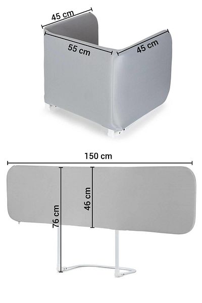 Wellgro Folding Bed Barrier, 150X75 cm Children's Bed Railing Plain Gray Without Pattern