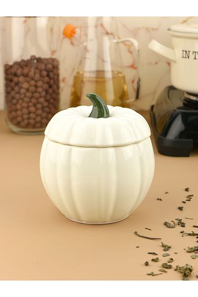 Sezka Life Ceramic White Pumpkin Sugar Bowl Presentation Bowl