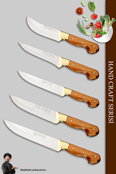 LAZBİSA Lazoğlu Hand Craft Mutfak Bıçak Seti Et Ekmek Sebze Meyve Bıçağı 5 Li Set Günlük Kullanım