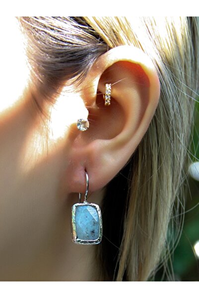 esha Doğal Taş Aytaşı Doğal Taşlı Rodyum Kaplama Kadın Küpe euku3ayr