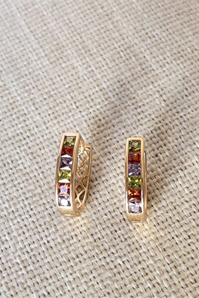 Petalia Renkli Taş Halka Küpe