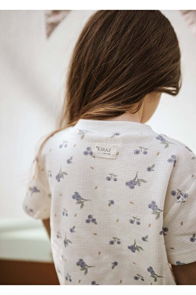 Kirazkids Blueberry Patterned 100% Cotton Girls Summer Set