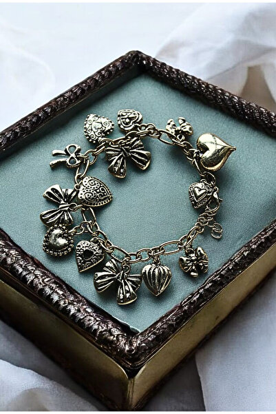 MIRADA JEWELRY Vintage Bow Heart Charm Bracelet