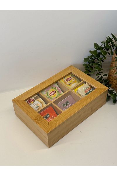 BUCOLIC 6 Compartment Covered Bamboo Organizer
