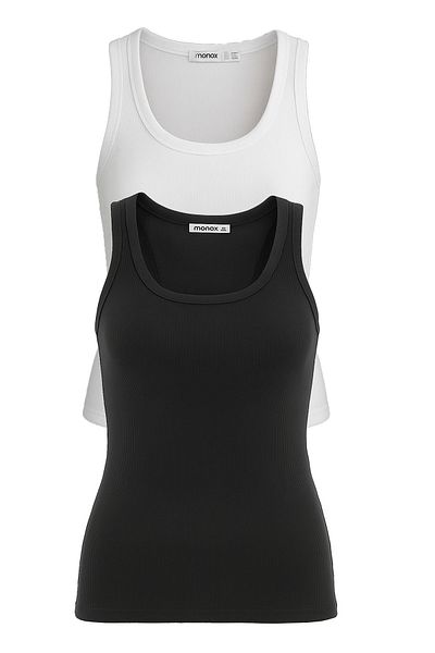 monox Women's Ribbed Lycra Cotton Strap 2-Piece Undershirt