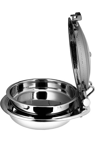 ALSAIF Amar Stainless Steel Round Buffet Chafer With Glass Lid, Size: 6liter . Colour : Chrome