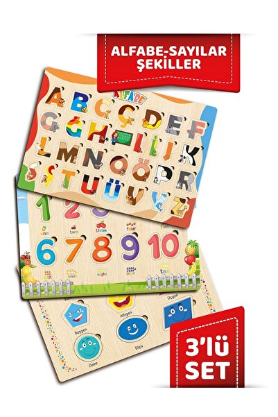 TIME TABLE ahşap eğitici öğretici set alfabe şekiller sayılar