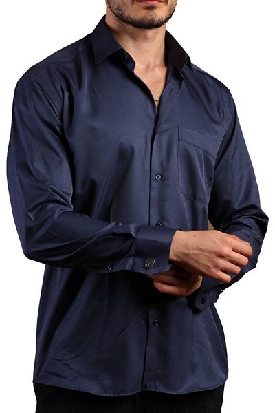 Dicotto Мъжка риза с копчета за ръкавели в тъмносиньо, размер "Plus Size Relaxed Cut" и микро плат, стандартна кройка - 190-12