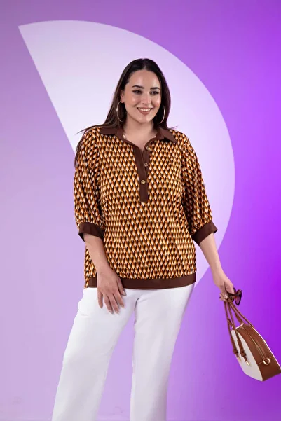 Roxxlen 3330377 Buttoned Front Patterned Blouse