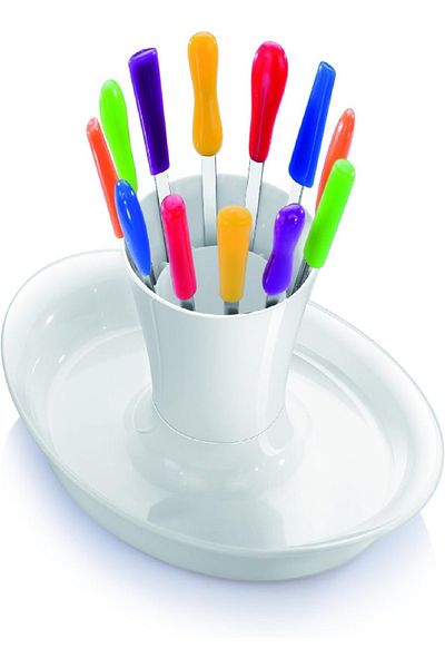 TESCOMA Presto Party Forks with Container – 12 pcs, Assorted, Reusable & Handy