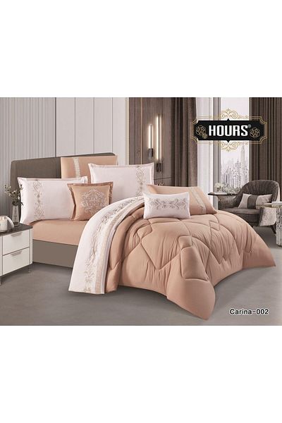HOURS 8-piece plain embroidered double bedspread, 220 x 240 cm - luxury