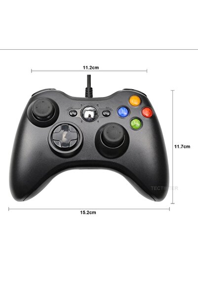 MACVI Macvi® Dual Shock Controller for Xbox 360 and PC, Black, with 2.5 m USB Cable