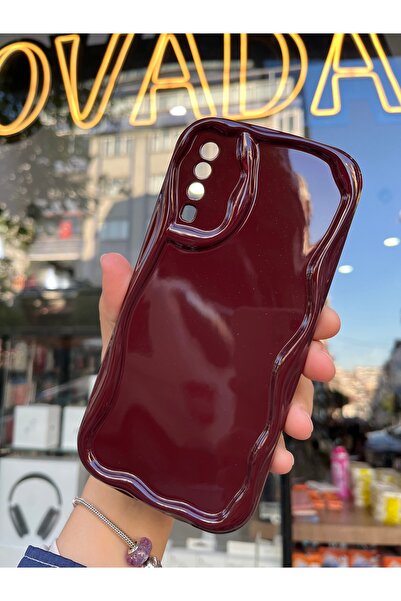 OVADA SAMSUNG GALAXY A50/A50S/A30S Kamera Korumalı Dalga Kenarlı Işıltılı Bordo Cherry Silikon Kılıf