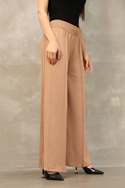 ALCHON Брюки з резинкою на талії, прямий перед, плісирована спинка, підвернуті штанини, елегантні, стандартна довжина, трикотаж.