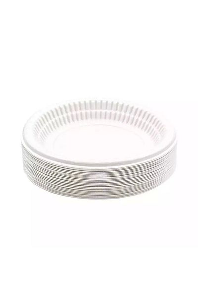 YOK YOK AMBALAJ Economical Round Plastic Party Invitation Plate 100 Pack Diameter:19Cm