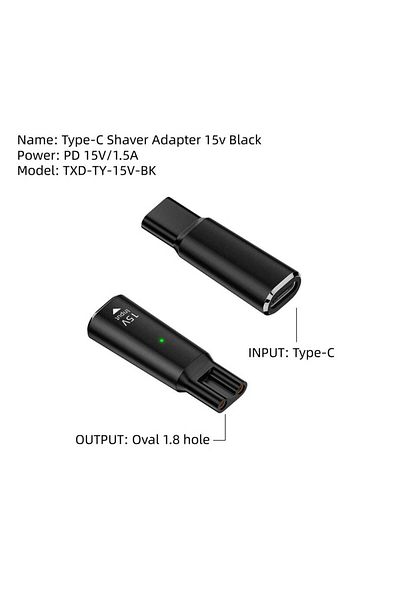 DIXSG Txd-ty-15v-bk Hobo 15v Hq8505 Type-c Shaver Adapter Charging Converter For Philips Norelco One Blade