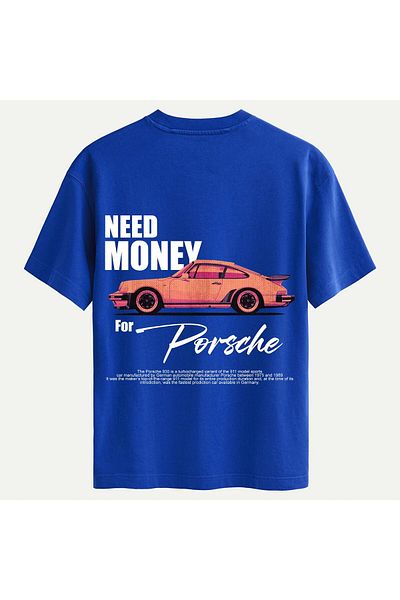 SOFTWAY Unisex Crew Neck 100% Organic Cotton Thick Textured Need Money for Porsche Printed Oversize T-Shi