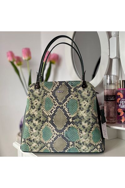 OEM Geanta Office , Piele naturala , Charme, Verde Sarpe, Lucrata Manual