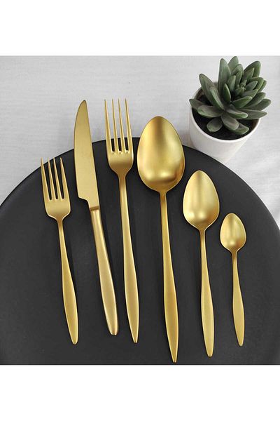 BRONDOFF Carmen Matte Gold 36 Pcs Cutlery Set