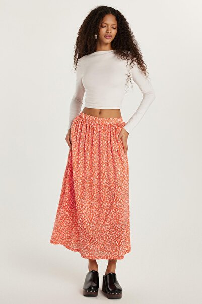 Tudors Kadın Slim Fit Dar Kesim Beli Lastikli Pileli Etek