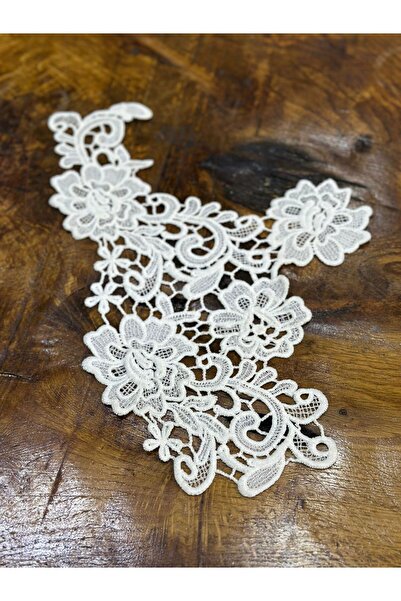 Gönülden Tasarım BEYAZ NAKIŞ İŞLEME GÜPÜR APLİKE 36X30 CM