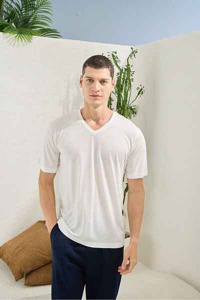 KLY V-Neck Modal Men's Pajamas Suit 2106