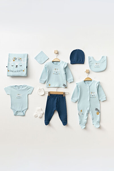 Aziz Bebe Baby Girl Animal Patterned 100% Cotton 10-Piece Hospital Discharge Set 0 Month - 3 Months