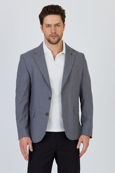 Frappoli Tadic Ανδρικό γκρι μοτίβο ελαστικό ύφασμα Slim Fit κάλυμμα με τσέπη Half Liner 4 Seasons Blazer Jacket