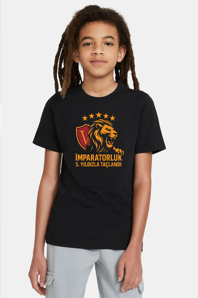 Tshirthane 5 Star Yellow Red Imperial Black Children's T-Shirt