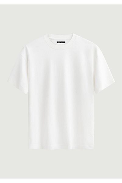 SOFTWAY Unisex Crew Neck 100% Organic Cotton Thick Textured Ferrari F40 Printed Oversize T-Shirt - White