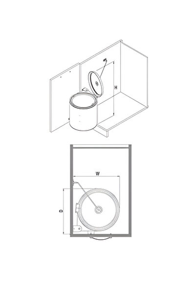 Hızır Starax Stainless Steel In-Cabinet Trash Can – 10 Liters |   Kitchen Mountable, with Lid, Practical