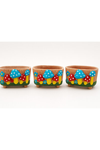 TAŞDEVRİLIFE MANTAR FİGÜRLÜ SAKSI 3 LÜ SET (çiçekler dahil değildir)