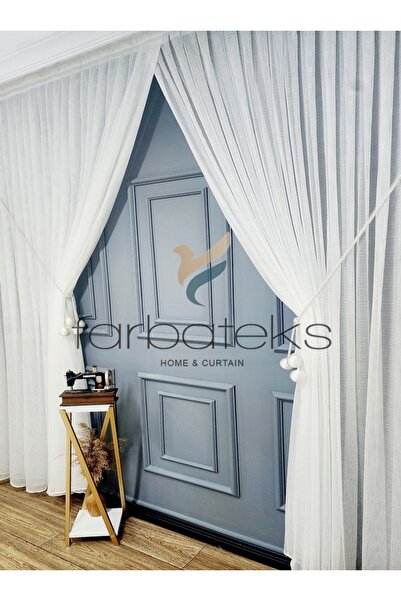 farbateks Beyaz Yeni Tasarım File Yalancı Kruvaze Tül Perde